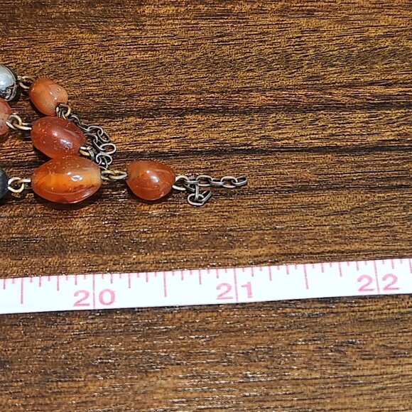 Vintage Handcrafted Carnelian & Silver Beaded Necklace With Ornate Pendant - Picture 7 of 9
